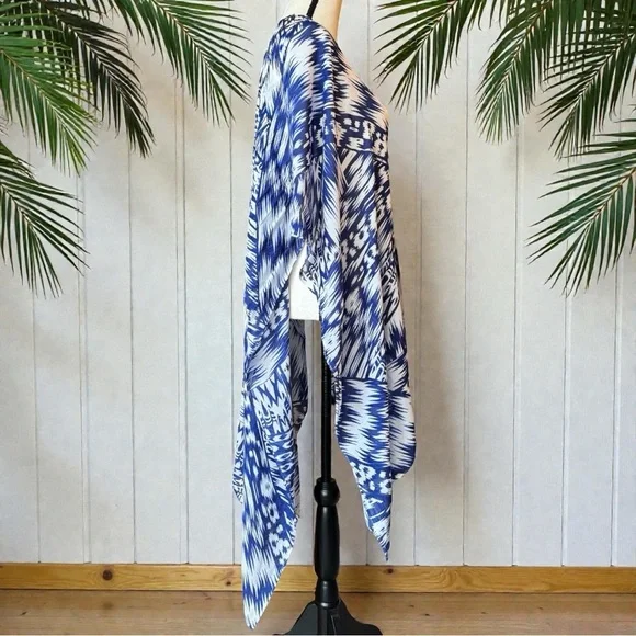 Michael Stars Blue & White Ikat Kimono / Wrap / Scarf – 100% Viscose - Picture 2 of 11